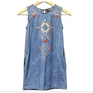 Lucky Brand Blue Embroidered Kids Dress